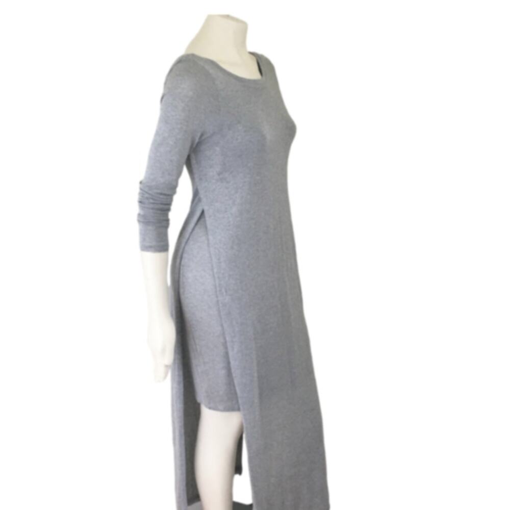 NWT THREE DOTS Layered Metallic Knit Maxi Dress in Gray Silver SZ S